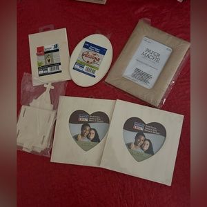 Assortment of frames and wooden craft items